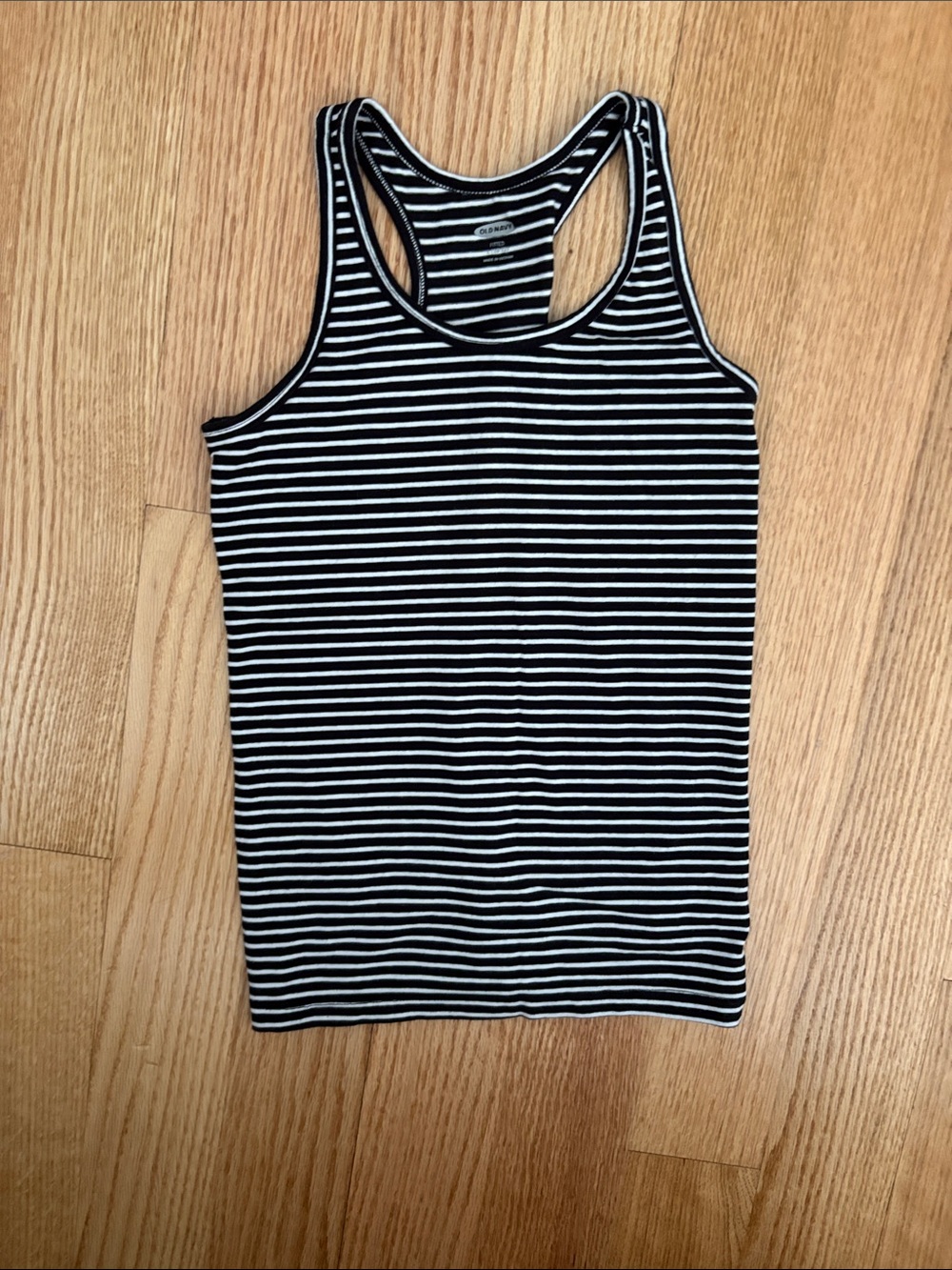 Old Navy Black & White Striped Racerback Tank